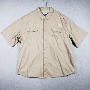 Magellan Mens Shirt 4XL Tan Fishing MagRelease Short Sleeve Ventilated Utility